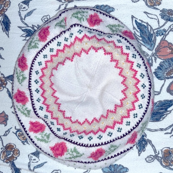 American Girl x Janie and Jack Rose Fair Isle beret hat 6-8 Easter - Picture 2 of 4